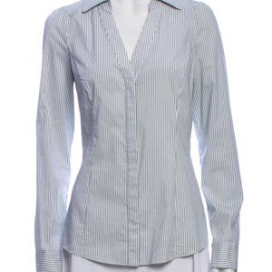 TAHARI Striped V-Neck Button-Up Top